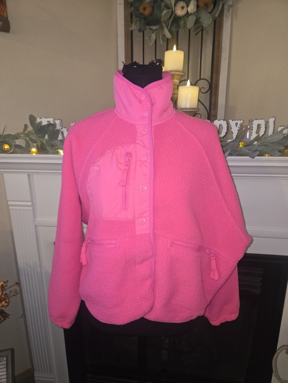 FP Movement by Free People Bright Pink Puffer-Fleece Jacket